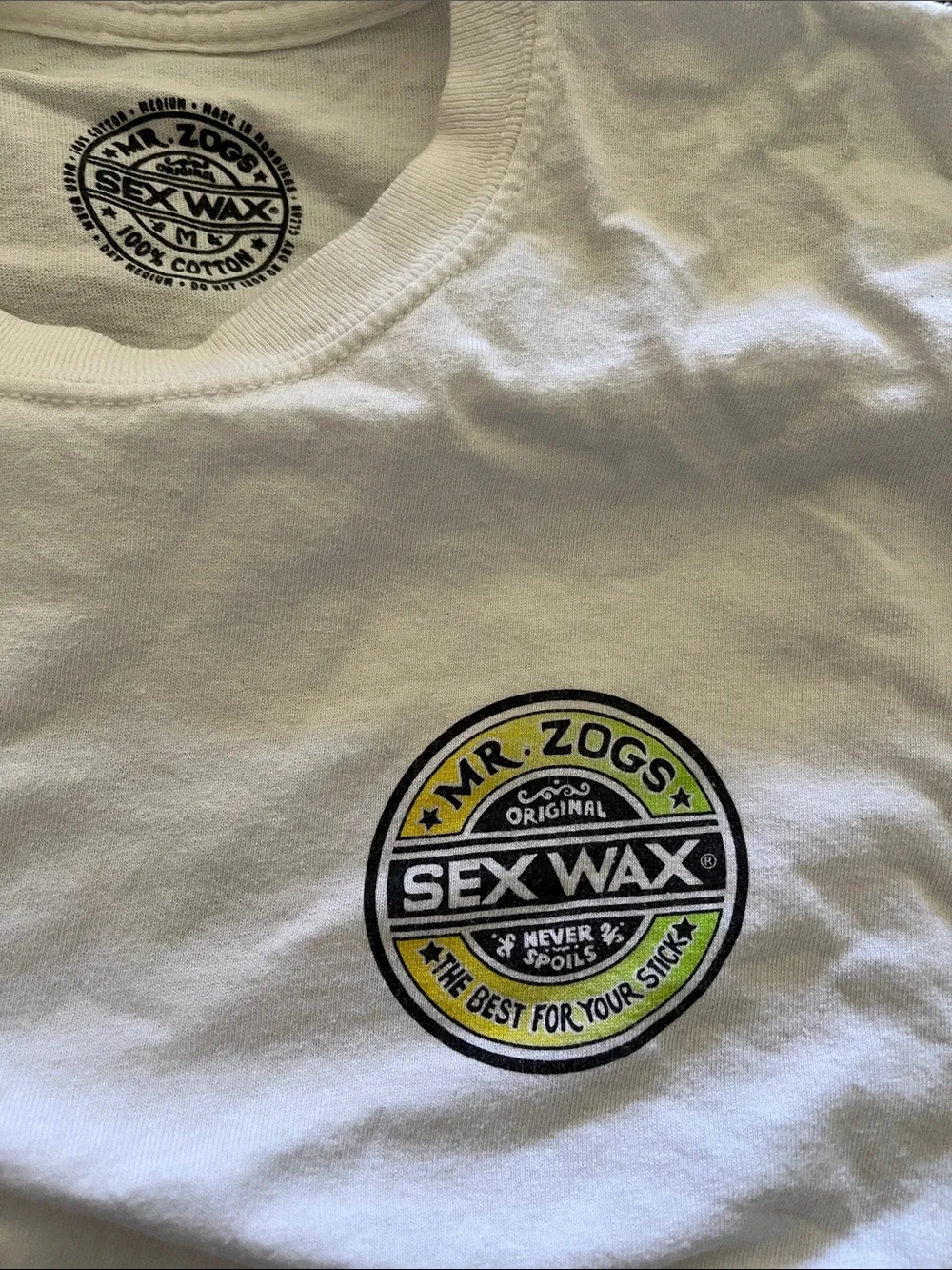 Mr. Zoggs Sex Wax White Long-Sleeve Crewneck Shirt - Picture 4 of 5